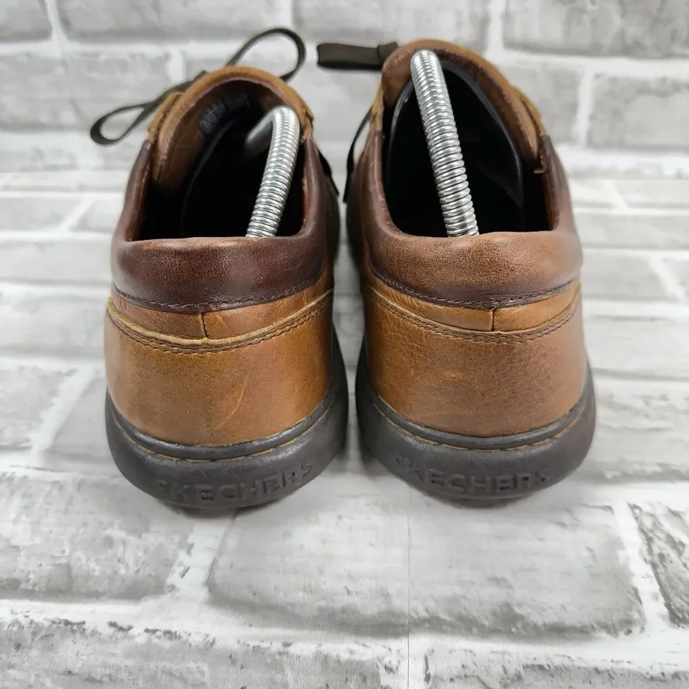 Skechers Men's Size 12 Vintage Brown Leather Chunky Y2K Oxford Shoes